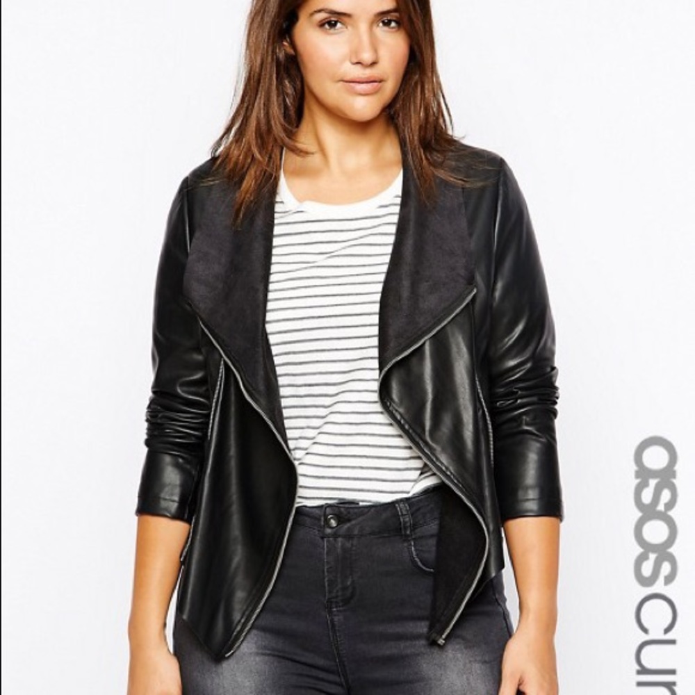 ASOS CURVE WATERFALL LEATHER JACKET